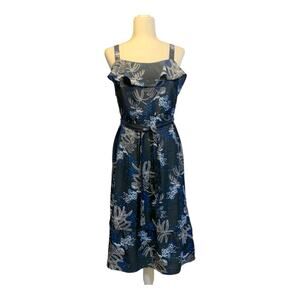 Banana Republic Navy Blue Floral Midi Dress